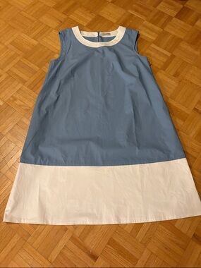 Peserico Blue and White Sleeveless A-Line Shift Dress.  NWOT